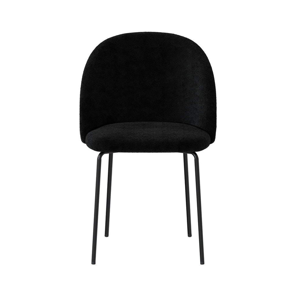Karl - Lot De 2 Chaises En Tissu Bouclette Noir