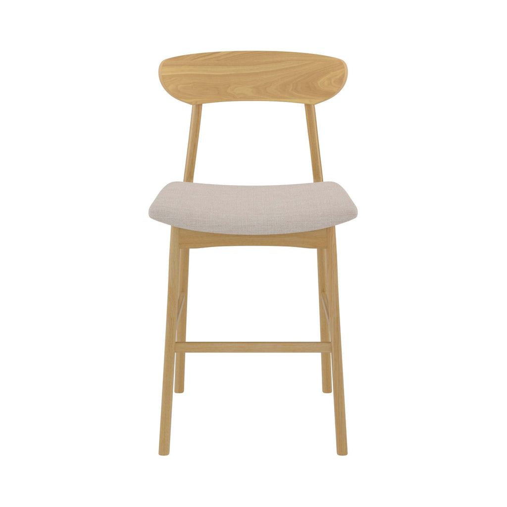 Lana - Set of 2 Central Island Chairs in Beige Fabric and Wood