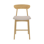 Lana - Set of 2 Central Island Chairs in Beige Fabric and Wood