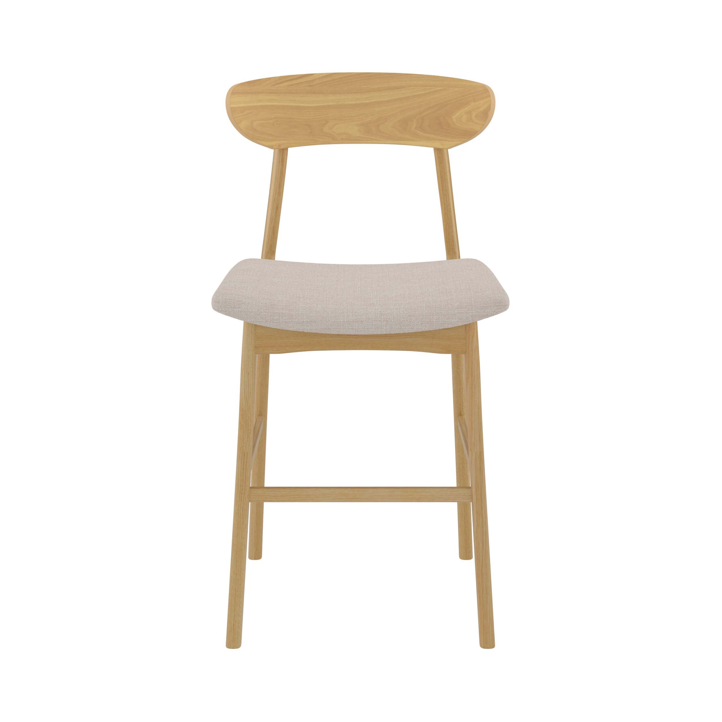 Lana - Set of 2 Central Island Chairs in Beige Fabric and Wood