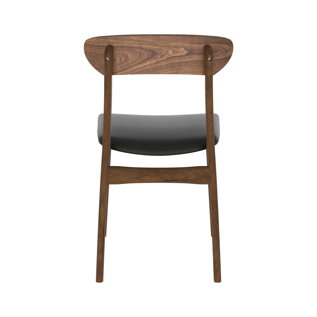 Lana - Conjunto de 2 Sillas de piel sintética negra y madera oscura