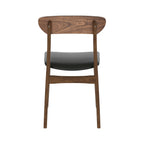 Lana - Conjunto de 2 Sillas de piel sintética negra y madera oscura