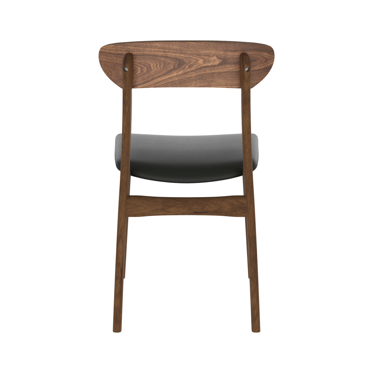 Lana - Conjunto de 2 Sillas de piel sintética negra y madera oscura