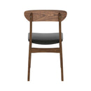 Chaise Lana en cuir synthétique noir et bois foncé (lot de 2)
