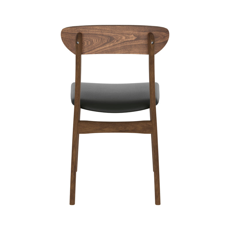 Chaise Lana en cuir synthétique noir et bois foncé (lot de 2)