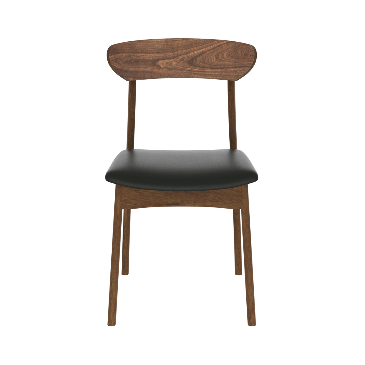 Lana - Conjunto de 2 Sillas de piel sintética negra y madera oscura