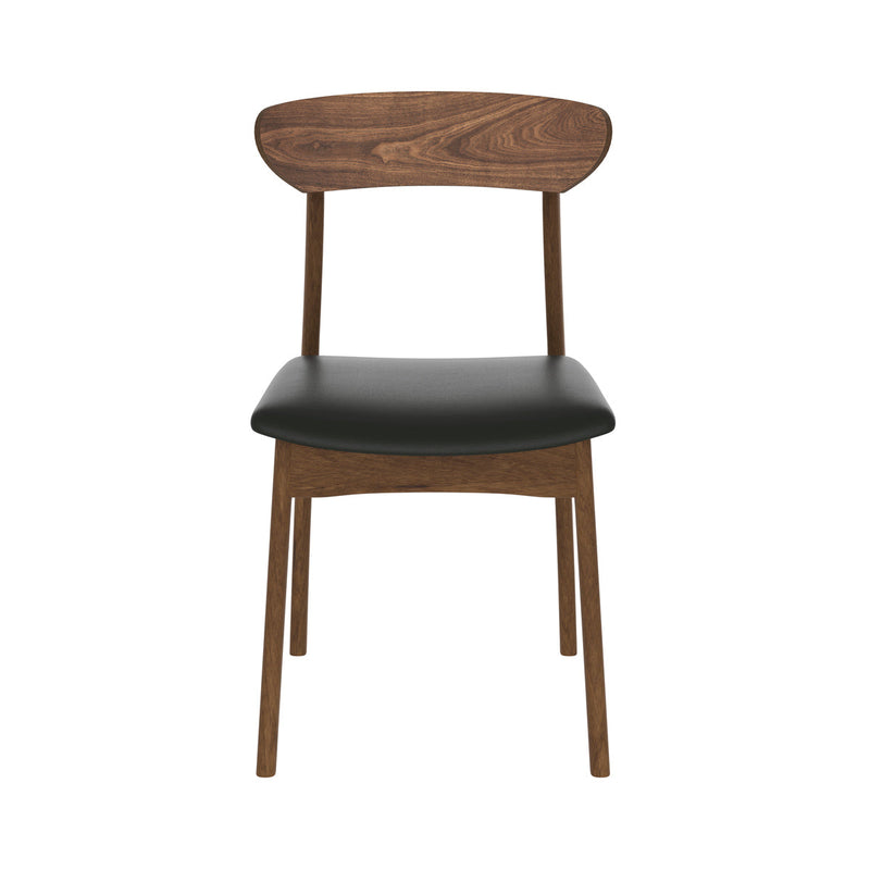 Chaise Lana en cuir synthétique noir et bois foncé (lot de 2)