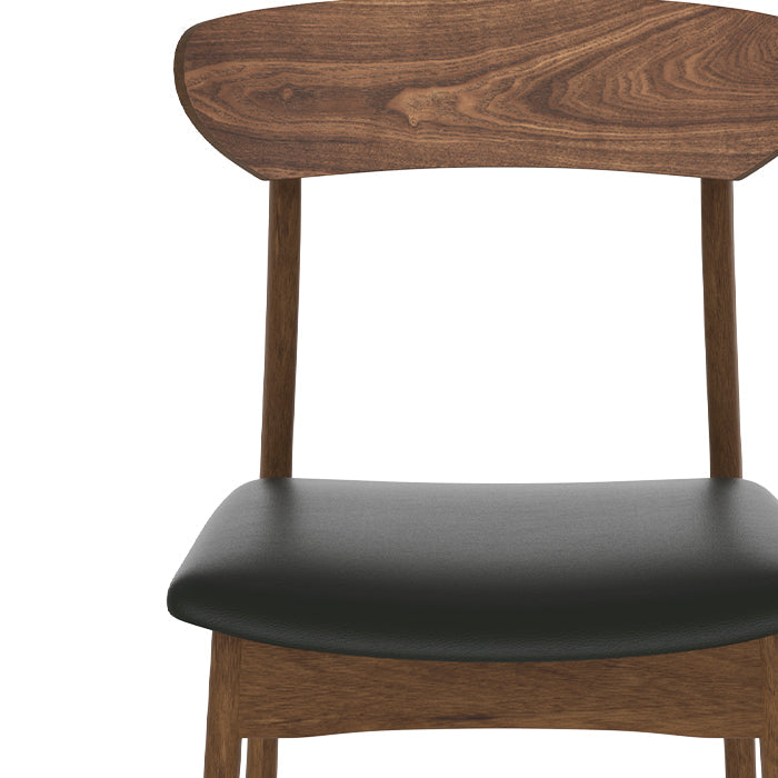 Lana - Conjunto de 2 Sillas de piel sintética negra y madera oscura