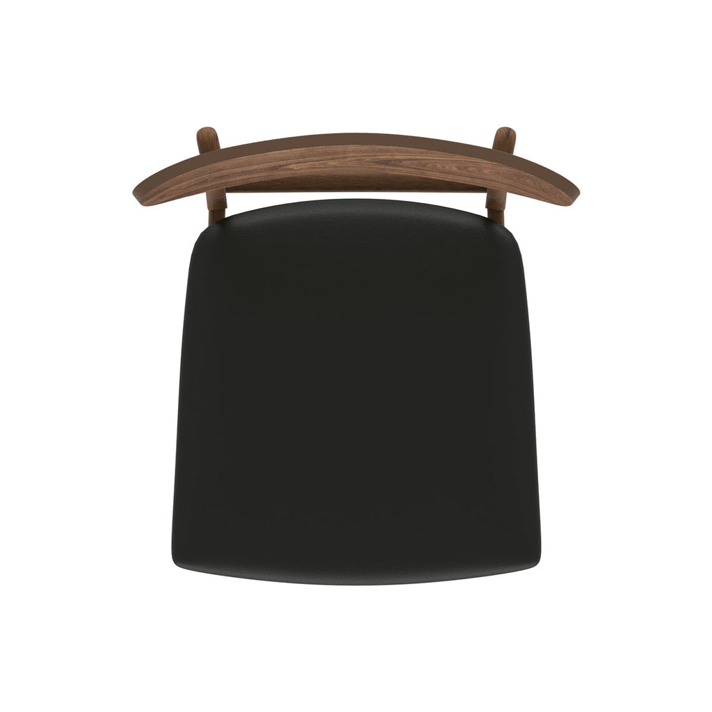 Lana - Conjunto de 2 Sillas de piel sintética negra y madera oscura