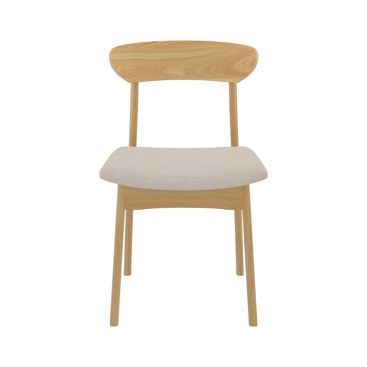 Lana - Set of 2 Chairs in Beige Fabric and Light Wood