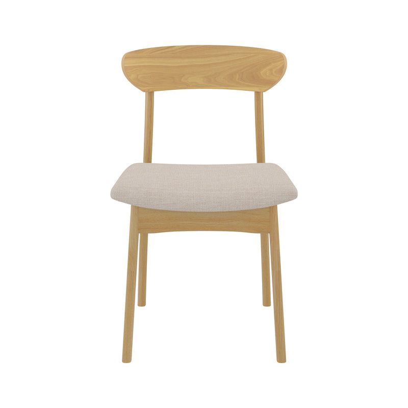 Chaise Lana en tissu beige et bois clair (lot de 2)