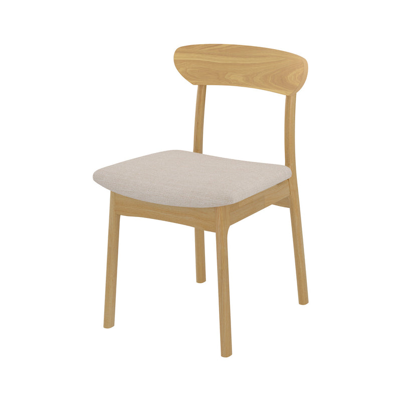 Chaise Lana en tissu beige et bois clair (lot de 2)