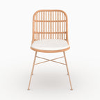 Moon - Conjunto de 2 sillas de ratán beige y patas de metal beige