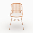 Lot de 2 chaises Moon en rotin beige et pieds en métal beige