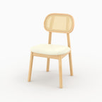 Maria - Lot De 2 Chaises En Bois Clair, Tissu Beige Et Rotin Synthétique
