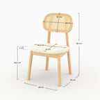 Maria - Lot De 2 Chaises En Bois Clair, Tissu Beige Et Rotin Synthétique