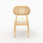 Maria - Lot De 2 Chaises En Bois Clair, Tissu Beige Et Rotin Synthétique