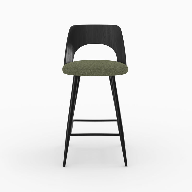 Chaise pour îlot central Mindy tissu bouclé vert kaki 66 cm (lot de 2)