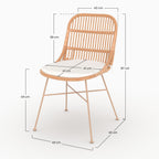 Moon - Conjunto de 2 sillas de ratán beige y patas de metal beige
