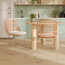 Lot de 2 chaises Moon en rotin beige et pieds en métal beige