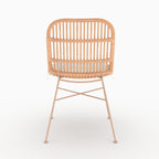 Moon - Conjunto de 2 sillas de ratán beige y patas de metal beige