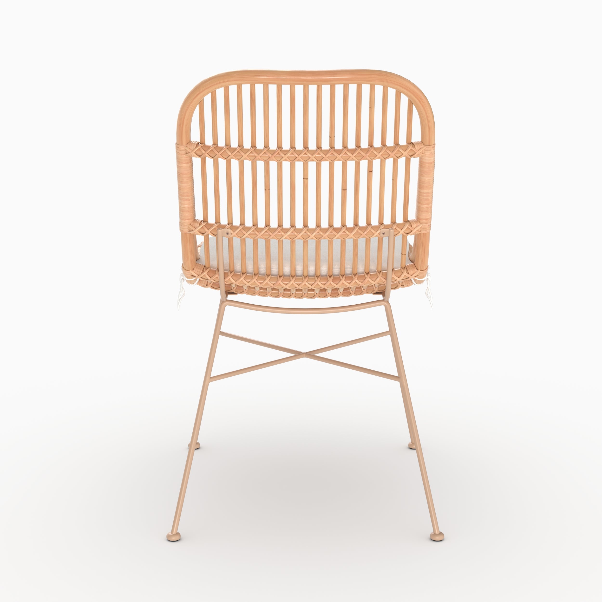 Moon - Conjunto de 2 sillas de ratán beige y patas de metal beige