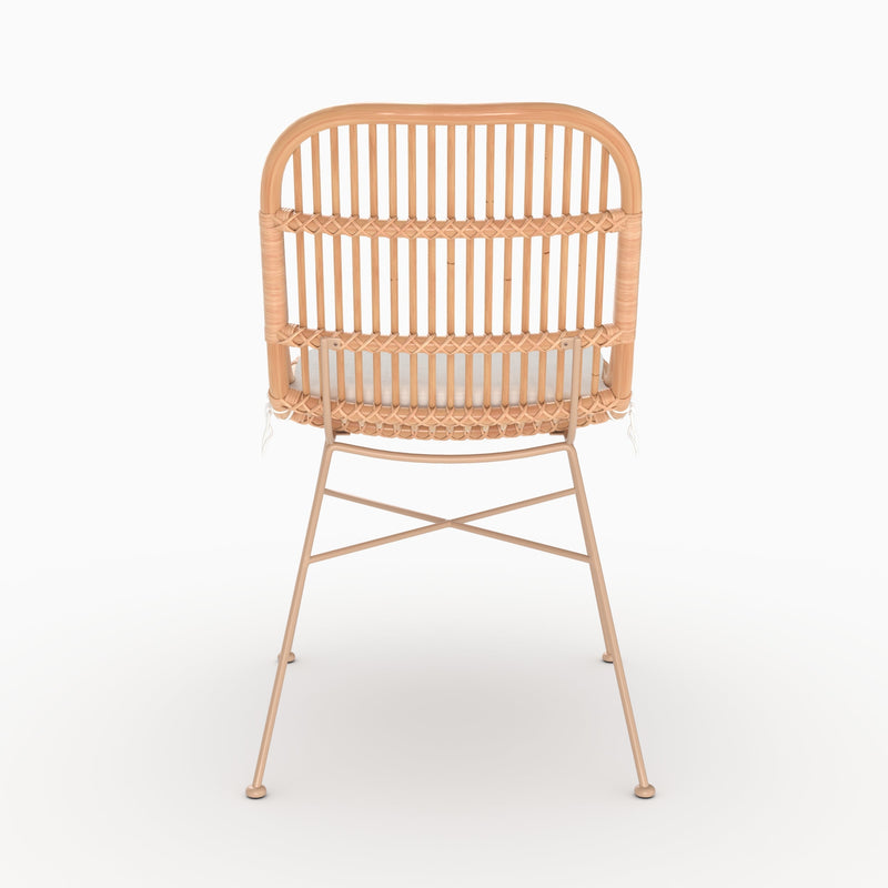 Lot de 2 chaises Moon en rotin beige et pieds en métal beige
