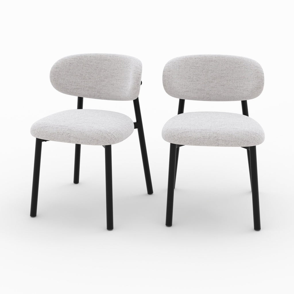 Nao - Conjunto de 2 sillas de tela gris claro jaspeado y patas de metal negro