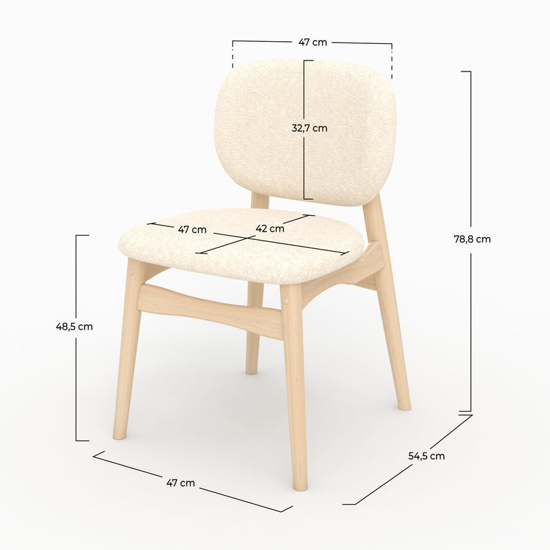 Lot de 2 chaises Paulette en tissu bouclé beige