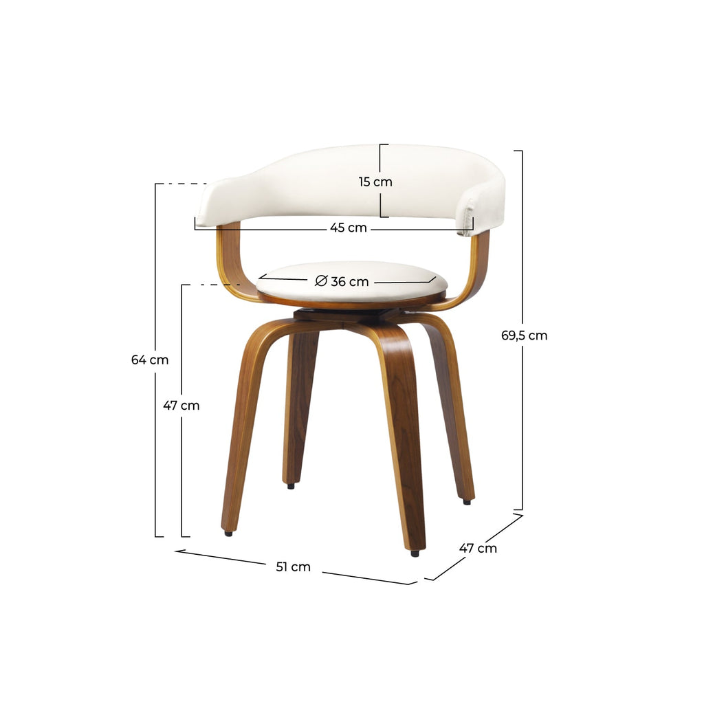 Harold - Chaise Avec Accoudoirs En Cuir Synthétique Blanc