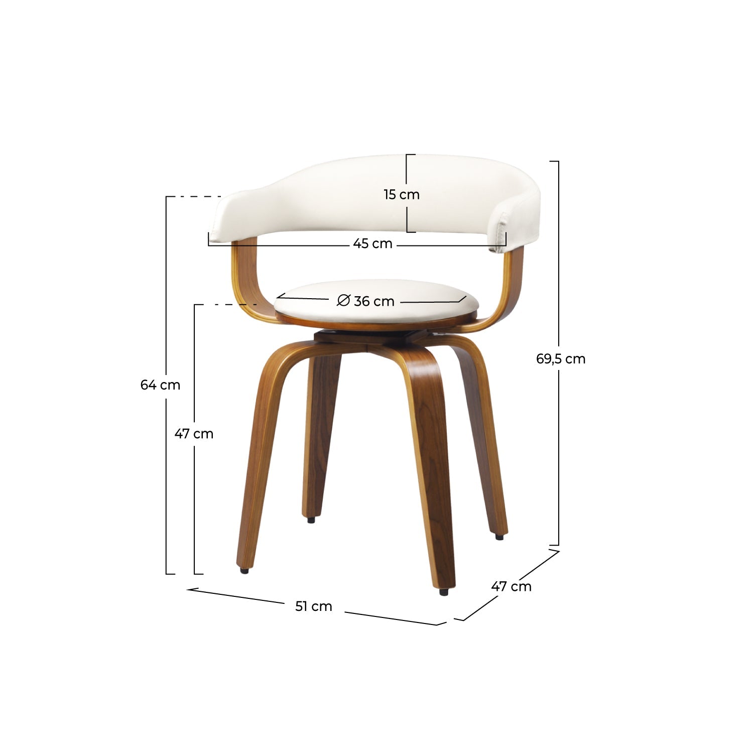 Harold - Chaise Avec Accoudoirs En Cuir Synthétique Blanc