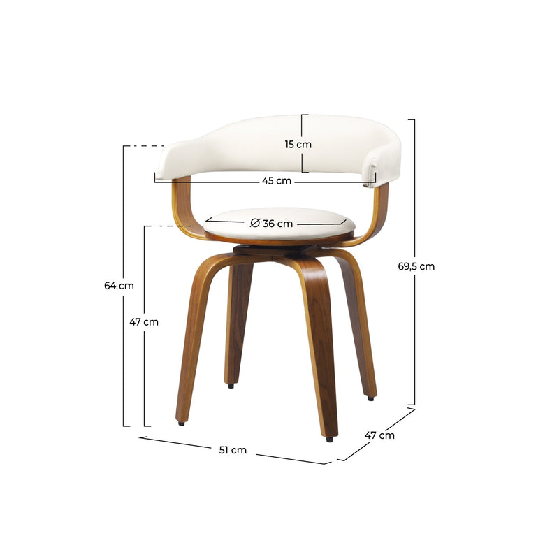 Chaise blanche Harold avec accoudoirs