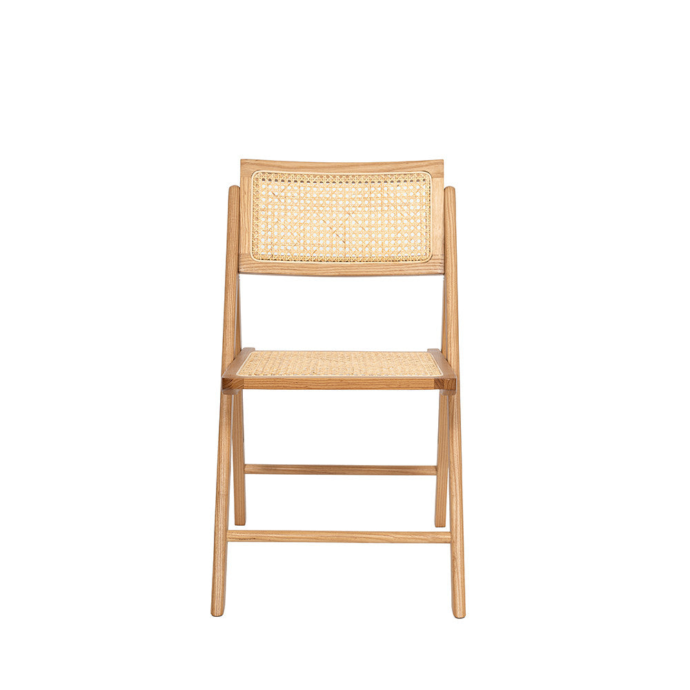 Paula - Chaise Pliante - Cannage Et Bois - Bois Clair