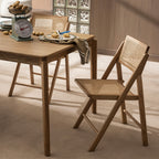 Paula - Chaise Pliante - Cannage Et Bois - Bois Clair