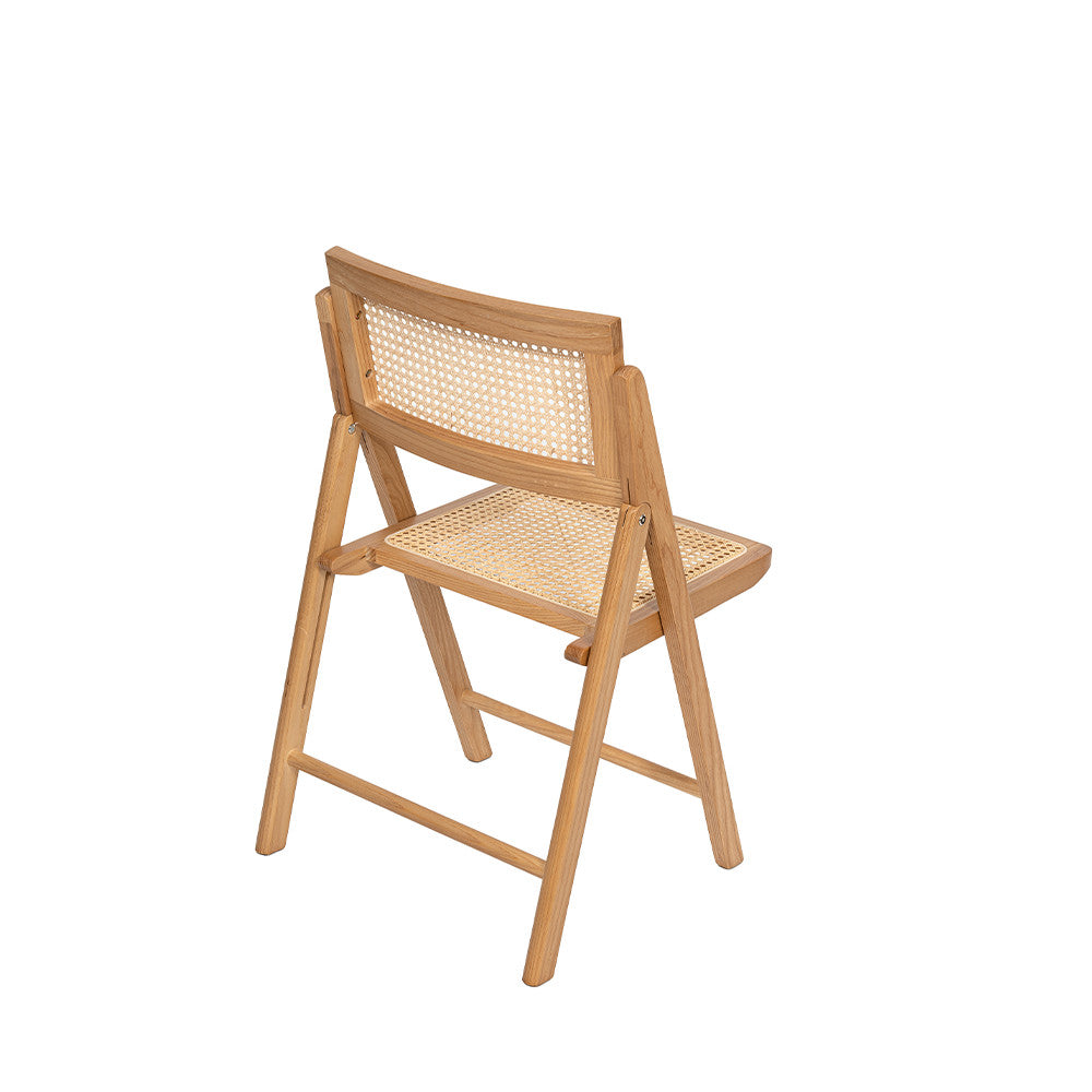 Paula - Chaise Pliante - Cannage Et Bois - Bois Clair
