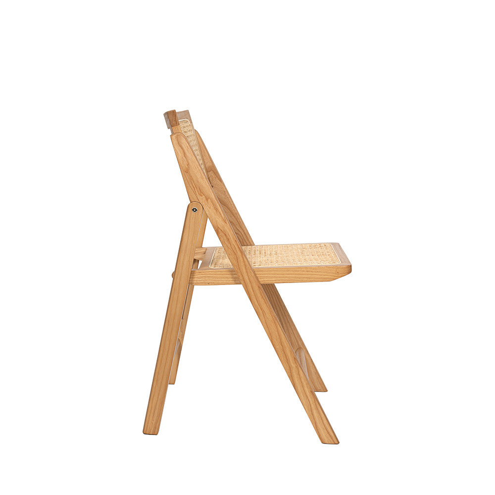 Paula - Chaise Pliante - Cannage Et Bois - Bois Clair
