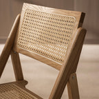 Paula - Chaise Pliante - Cannage Et Bois - Bois Clair