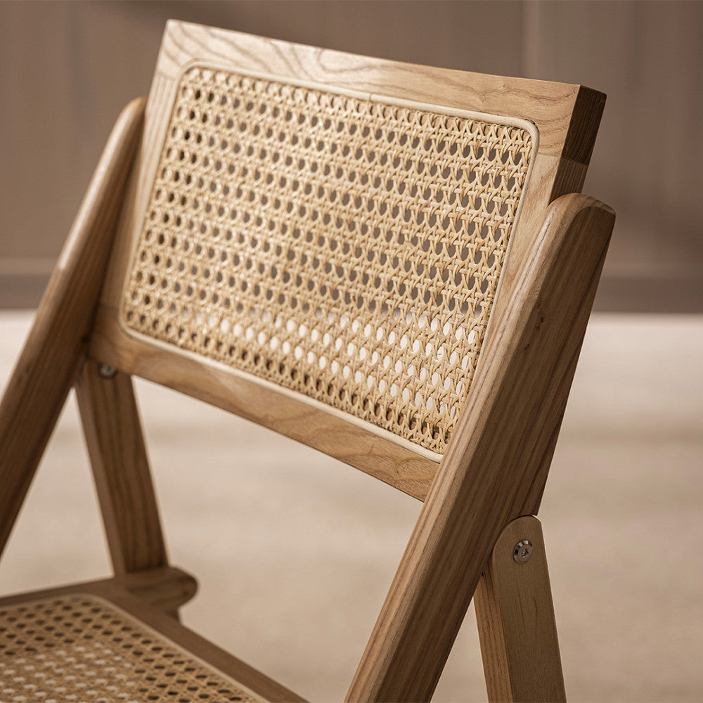 Paula - Chaise Pliante - Cannage Et Bois - Bois Clair