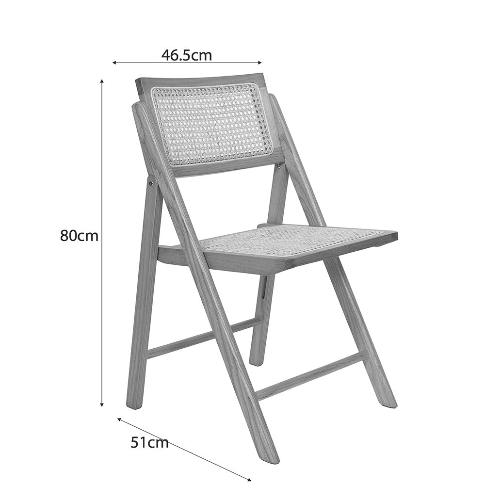 Paula - Chaise Pliante - Cannage Et Bois - Bois Clair