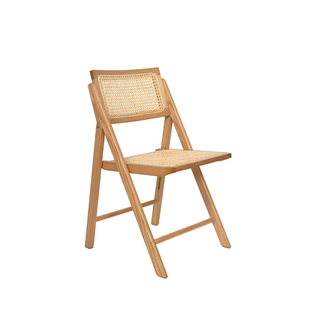 Paula - Chaise Pliante - Cannage Et Bois - Bois Clair