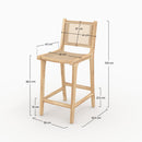 Chaise pour îlot central Kyla en teck et rotin 66,5 cm (lot de 2)