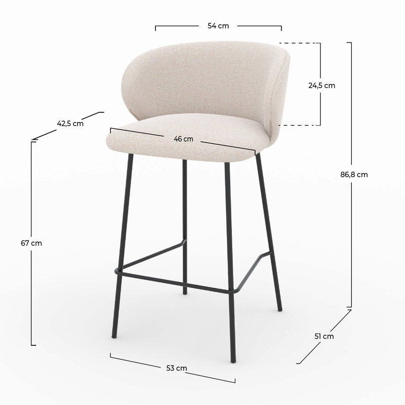 Chaise pour îlot central Victoria en tissu beige 68 cm (lot de 2)
