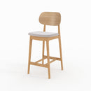 Chaise pour îlot central Charlize 66 cm en bois clair et tissu beige (lot de 2)
