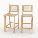 Chaise pour îlot central Kyla en teck et rotin 66,5 cm (lot de 2)