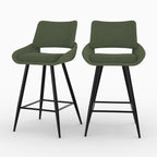Alfy - Lot De 2 Chaises Pour Îlot Central En Tissu Bouclé Vert Kaki