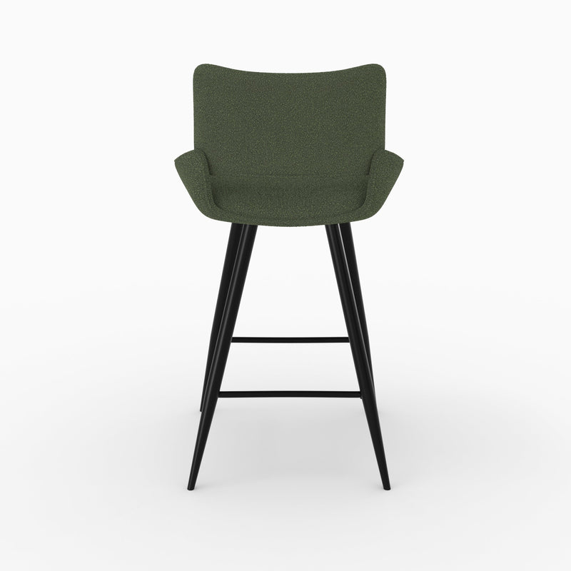 Chaise pour îlot central Alfy en tissu bouclé vert 66 cm (lot de 2)