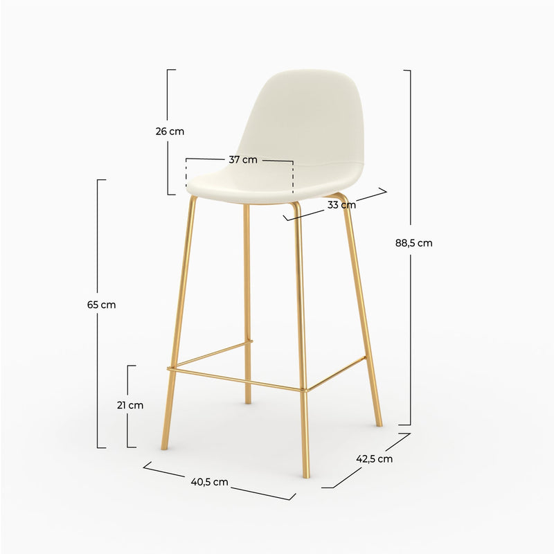 Chaise pour îlot central Henrik en cuir synthétique blanc 65 cm (lot de 2)