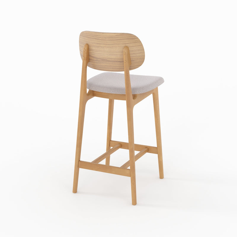Chaise pour îlot central Charlize 66 cm en bois clair et tissu beige (lot de 2)