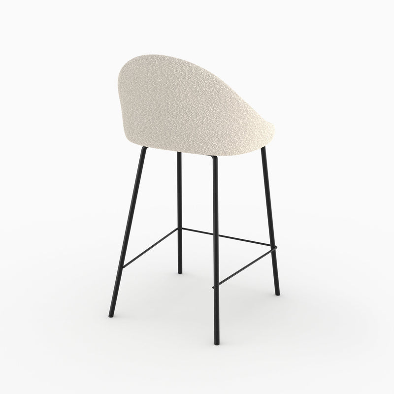 Chaise pour îlot central Misty effet laine bouclette blanche 65 cm