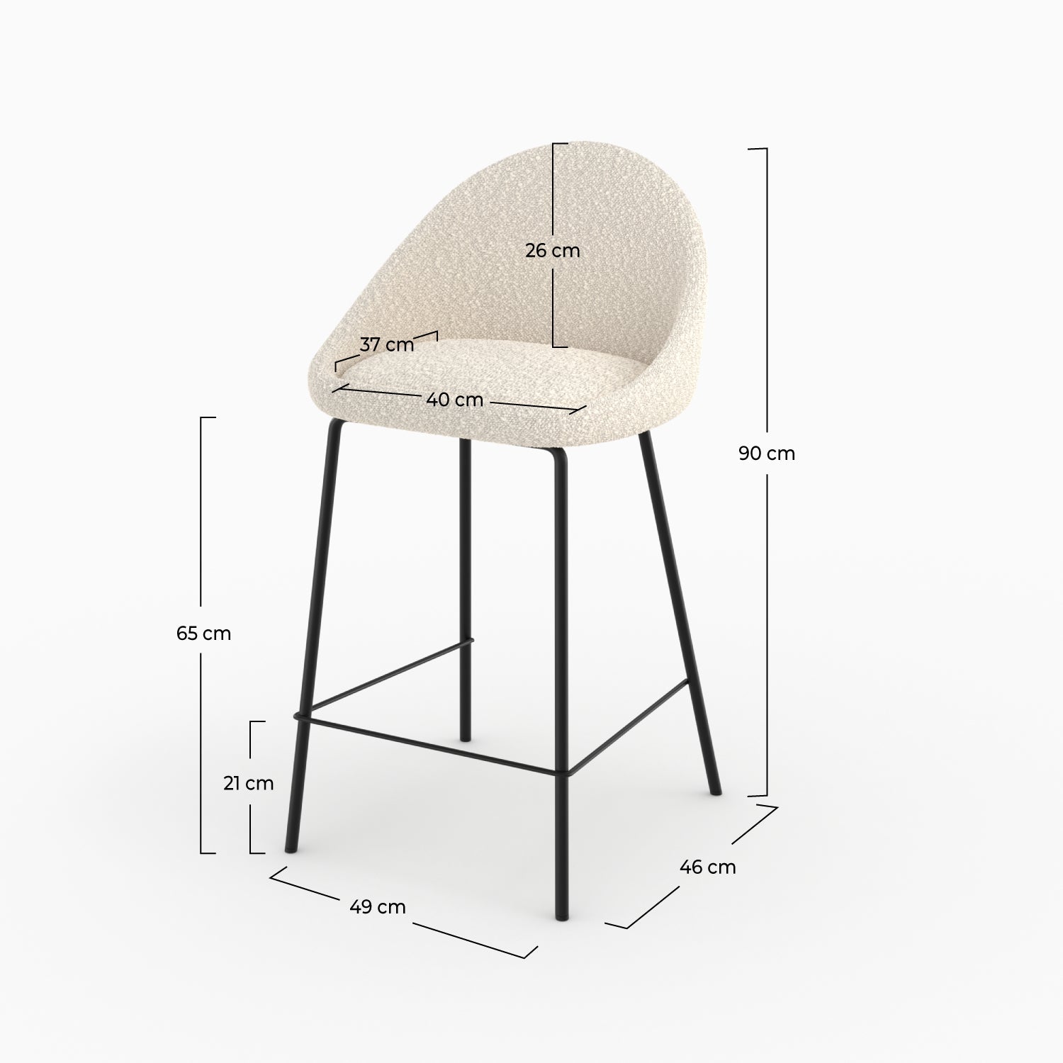 Misty - White Bouclette Wool Effect Central Island Chair